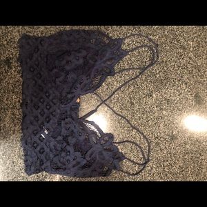Free People Navy Crochet Bralette